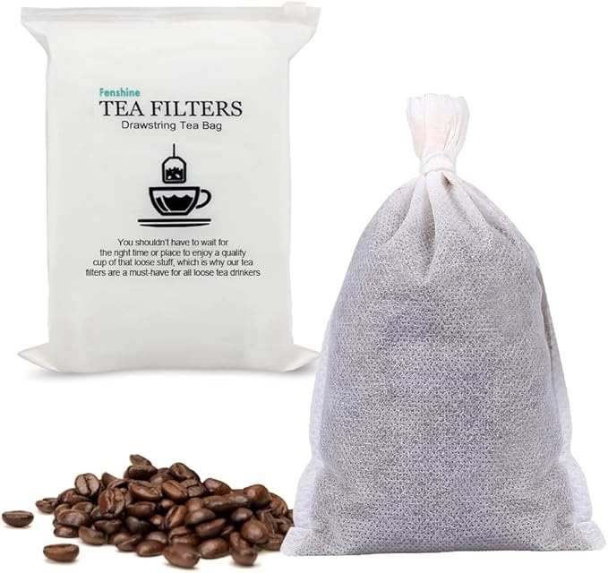 Fenshine 100Pcs Large Tea Bag - Disposable Empty Tea Filter Bags No Mess Mesh Bags with Drawstring for Concentrate/Iced Coffee, Herb, Loose Leaf Tea - Bloomnest