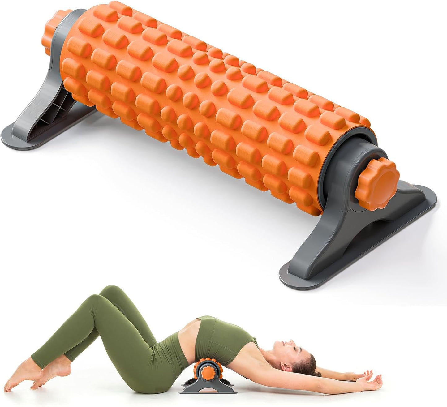 XL IT Band Firm Foam Roller with Resistance Holder - 17 inches - Exercise Roller for IT Band Issues, Deep Tissue Muscle Massage, Muscle and Back Roller for Fitness, Gym Equipment (Orange)