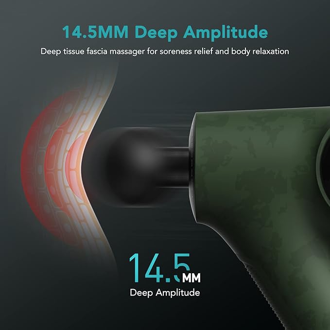 Opove Massage Gun Fascia Percussive Muscle Massager 14.5mm for Back Pain Relief Workout Recovery in Gym Home Office Daily Massage, Ergonomic for Effortless to Use, Apex Green - Bloomnest