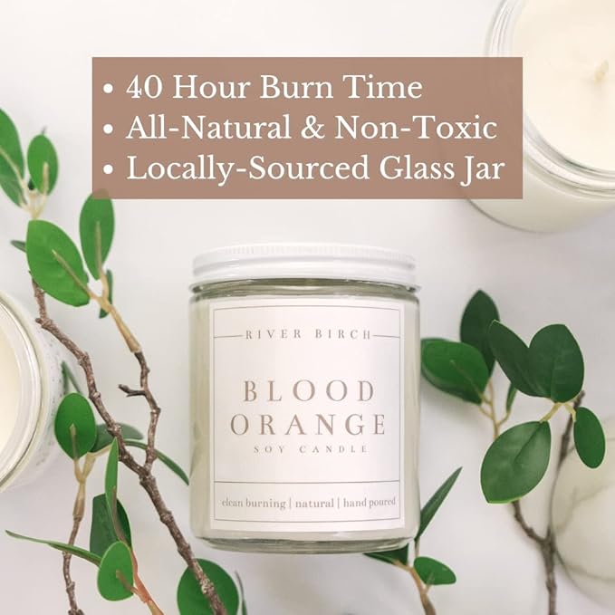 River Birch Candles Blood Orange Scented Candle | Premium, All-Natural, Non-Toxic, Soy Candles | 8.5oz 40 Hr Burn Time | Cozy Relaxing Gifts for Home - Bloomnest