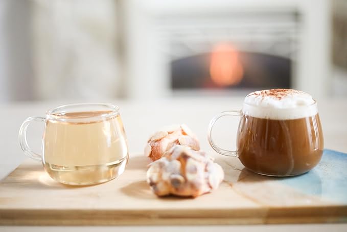 Teabloom Set of Two Premium Borosilicate Glass Tea Cups - 7 oz / 207 ml - Stain-free and Microwave Safe - Blossoms Collection - Bloomnest