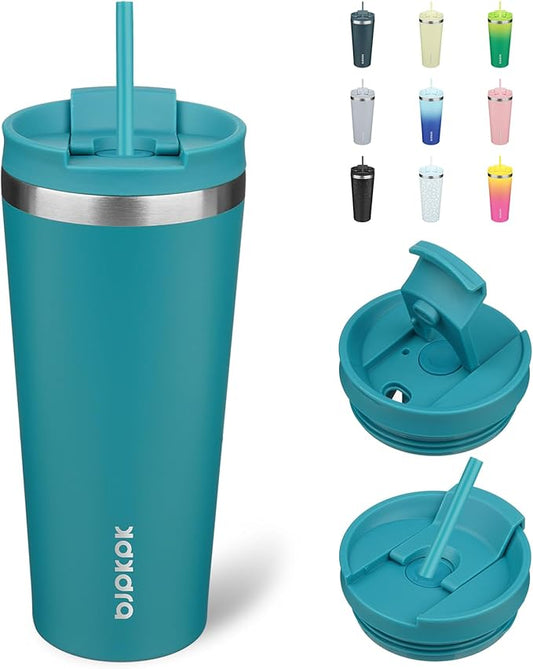 BJPKPK 22oz Tumbler With lid And Straw Stainless Steel Travel Coffee Mug Insulated Tumblers Cups,Laguna - Bloomnest