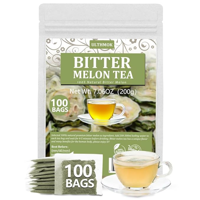 Premium 100 Bitter Melon Tea Bags, Made with 100% Pure Natural Bitter Melon, No Additives & Caffeine Free & No Sugar Added. - Bloomnest