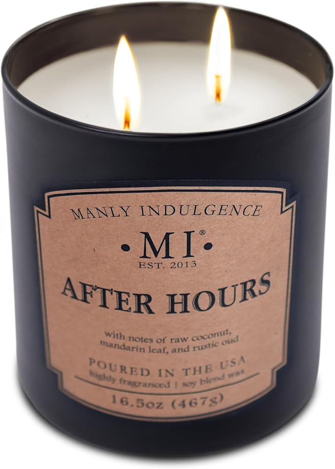 Manly Indulgence After Hours Scented Candles for Men, 2 Wick, 16.5 oz, Premium Soy Blend Wax, 60H Burn, Candles for Home Scented - Made in The USA - Bloomnest