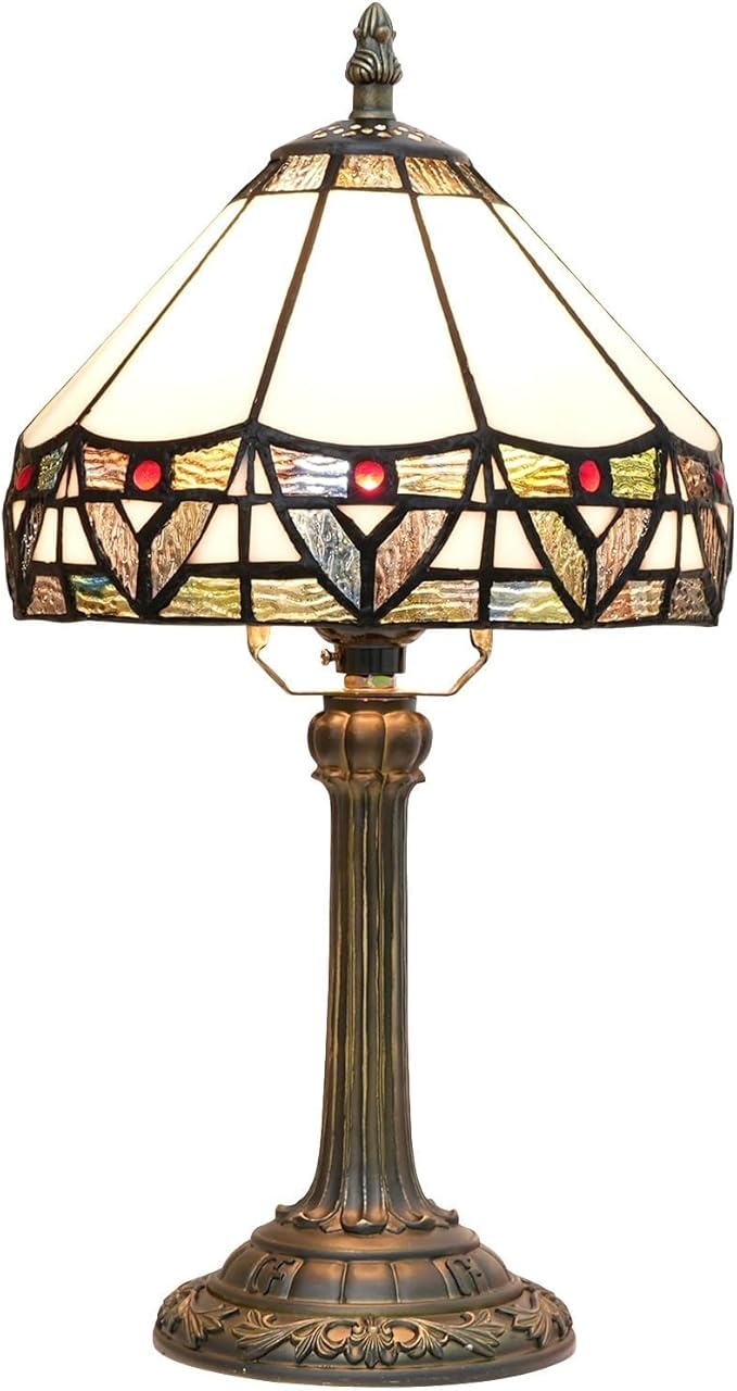 Tiffany Lamp 8 Inch Small Stained Glass Table Lamp With Roman Nordic Style Design Warm Color Reading Light Dining Rooms Bedrooms Offices Study Rooms Tiffany Style Retro Home Decoration Crafts (White) - Bloomnest