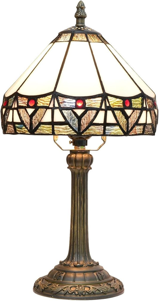 Tiffany Lamp 8 Inch Small Stained Glass Table Lamp With Roman Nordic Style Design Warm Color Reading Light Dining Rooms Bedrooms Offices Study Rooms Tiffany Style Retro Home Decoration Crafts (White) - Bloomnest