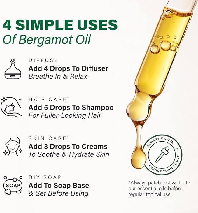 KUKKA Bergamot Essential Oils - 4 Fl Oz - for Hair, Skin, Diffuser, Aromatherapy & DIY Soap Making Scent - Bloomnest