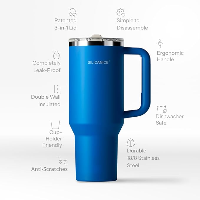 Easy Clean Pro Tumbler - 40 oz Water Bottle with Handle & Quick-Disassemble Flip Straw, Leak Resitance,Double Wall Insulated Stainless Steel, Dishwasher Safe, BPA-Free,Gifts for Women & Men - Bloomnest