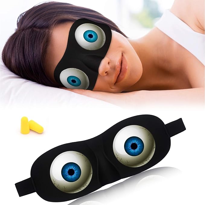 Tphon Eye Sleep Mask Funny Blindfold for Women Men Kid, Upgraded 3D Contoured 100% Blackout Sleeping Mask with Adjustable Strap, Soft Night Blindfold Eye Shades for Travel Naps Shift Works Games - Bloomnest