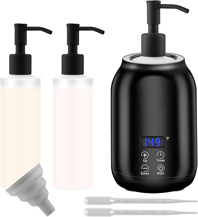 Massage Oil Heater Warmer,with ℃/℉ Switchable Display, Two Oil Dispenser Bottle，Constant Temperature,Body Oils Heater for Spa, Salon and Barber Shops,Black - Bloomnest