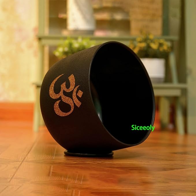 7-12 inch 432HZ Black Gold Chakra Crystal Singing Bowls Set of 7 Meditation Bowl Frosted Healing Quartz Sound Singing Bowls with 2 Travel Carry Case Bag 2 Mallet Suede 2 Strikers 7 O-rings - Bloomnest