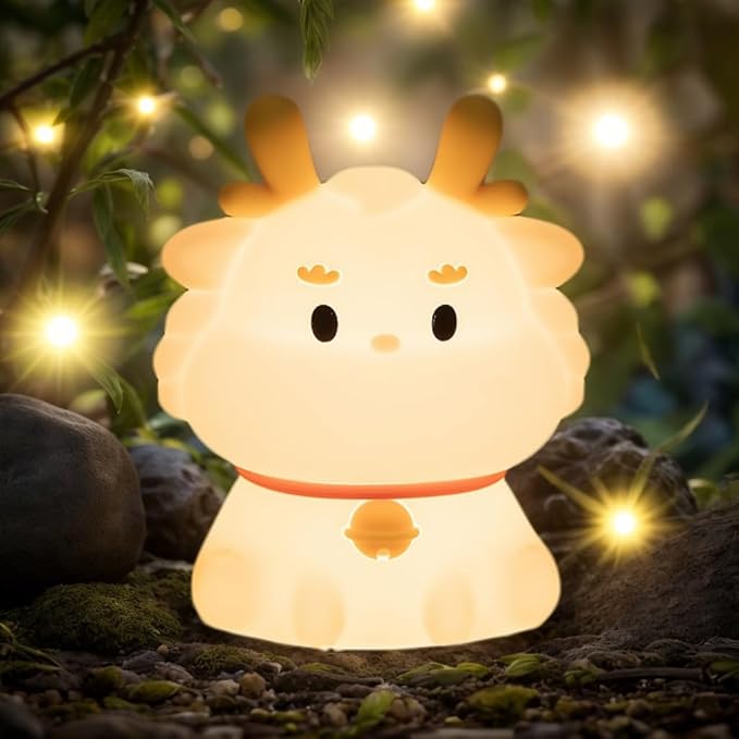 Night Light for Kids, 7 Color Changing BPA-Free Silicone Lamp with Touch Control, Eye Protection, Rechargeable Battery, Soft & Safe Nursery Lamp for Boys & Girls (Dragon) - Bloomnest