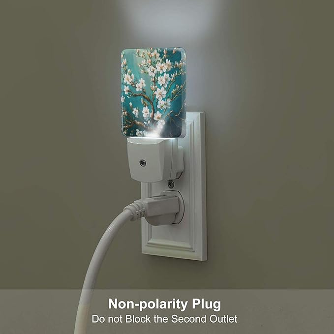 Blossoming Almond Tree Night Light,Plug-in Nightlights Auto Sensor Night Lamp Dusk to Dawn Lamp Home Decor for Nursery Children Girls Boys