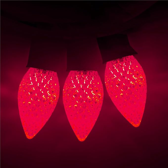 Meconard C7 Led Replacement Christmas Light Bulbs, C7 Shatterproof Led Bulbs for Christmas Indoor Outdoor String Lights, E12 Candelabra Base, Commercial Grade Holiday Bulbs, Red, 25 Pack - Bloomnest