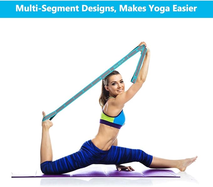 Stretch Strap, Elastic Yoga Stretching Strap, Multi-Loop for Physical Therapy, Pilates, Yoga, Dance & Gymnastics Exercise and Flexible Pilates Stretch Band - Bloomnest