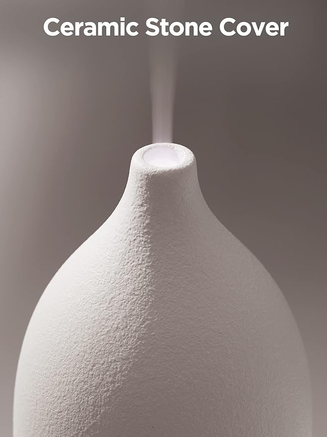 InnoGear Oil Diffuser, 150ML Ceramic Diffuser for Essential Oils Handcrafted Aromatherapy Diffuser Ultrasonic Cool Mist Humidifier with 2 Mist Modes Waterless Auto Off for Room Office, White - Bloomnest
