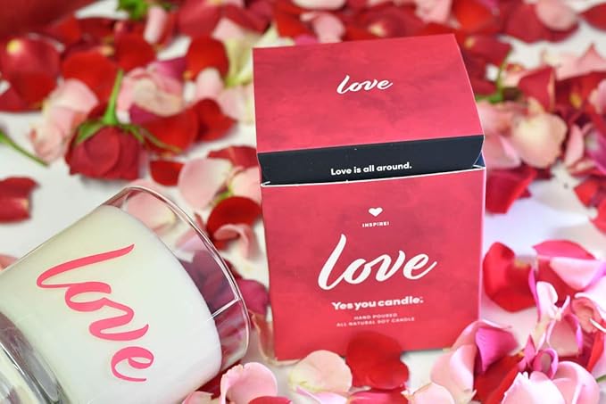 Love, Bergamot, Wine, Orange, Vanilla, Lillies & Musk, Highly-Scented, Inspirational Soy Candle, Made in USA, Pure Essential Oils, Aromatherapy, 9.5 oz - Bloomnest