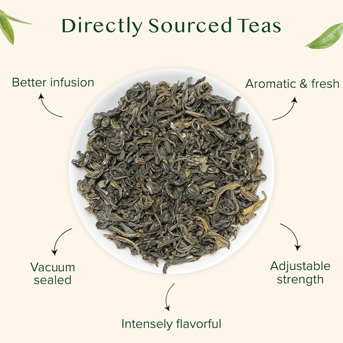 VAHDAM, Himalayan Green Tea Leaves (50+ Cups, 3.53 Oz) Non GMO, Gluten Free | High Elevation Grown Green Tea Leaves From Himalayas | Pure Unblended Single Origin Green Loose Leaf Tea | Vacuum Sealed - Bloomnest