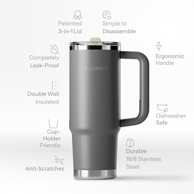 Easy Clean Pro Tumbler - 30 oz Water Bottle with Handle & Quick-Disassemble Flip Straw, Leak Resitance,Double Wall Insulated Stainless Steel, Dishwasher Safe, BPA-Free,Gifts for Women & Men - Bloomnest