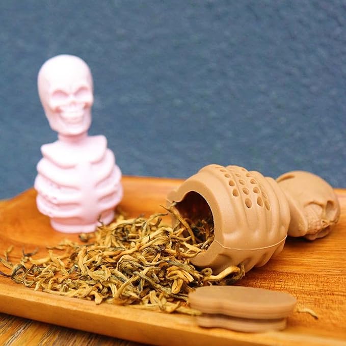 2 Skull Tea Infusers for Loose Tea, Food Grade Silicone Hot Tea Strainers for More Enjoyable Tea Times with Friends and Family(White and Pink) - Bloomnest