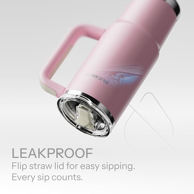 Easy Clean Pro Tumbler - 30 oz Water Bottle with Handle & Quick-Disassemble Flip Straw, Leak Resitance,Double Wall Insulated Stainless Steel, Dishwasher Safe, BPA-Free,Gifts for Women & Men - Bloomnest