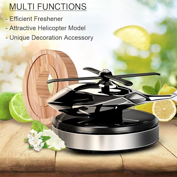 Car Air Freshener, Helicopter Solar Energy Rotating Aromatherapy Aviation Al Alloy Diffuser, Interior Decoration Accessories Diffuser for Car and Home (Silver) - Bloomnest