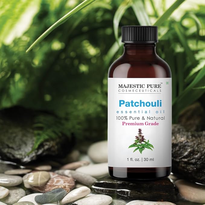 Majestic Pure Essential Oil with Glass Dropper - 100% Pure and Natural - Essential Oils for Diffuser, Aromatherapy, Soap and Candle Making, Patchouli Essential Oil, Patchouli Oil, 1 Fl Oz (Pack of 2) - Bloomnest