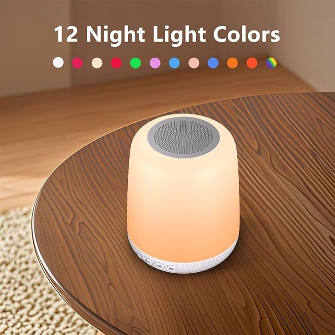 White Noise Sound Machine for Sleep Portable Sound Machine with 30 Soothing Sounds 12 Night Light Colors 4 Timer Sleep Machine for Baby Adults, Smart App Control, Touch Control - Bloomnest