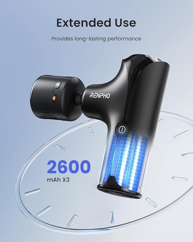 RENPHO Mini Thermacool Massage Gun with Heat and Cold, Christmas Gifts for Women Men, Portable Deep Tissue Heated Relief, 5 Speed Settings, Travel Massage Gun with Carry Case, Quiet Back Massager - Bloomnest