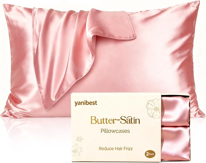 Yanibest Satin Pillowcase, King Size Pillow Cases Set of 2 - Silk Pillow Cases for Hair and Skin with Zipper, Silk Pillow Cases King for 20"x40", Exquisite Packaging for Women Men - Bloomnest