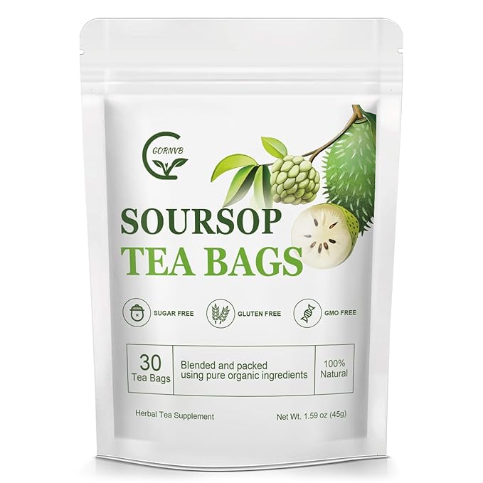 Organic Soursop Leaf Tea Bags | Annona Muricata Herbal Tea for Relaxation & Wellness | Caffeine-Free, Antioxidant Rich | 30 Count | Gluten-Free, Non-GMO - Bloomnest