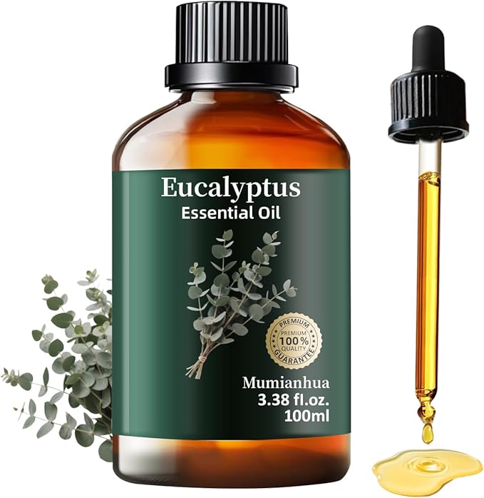 Pure Eucalyptus Essential Oil, Mumianhua Natural Eucalyptus Oil for Diffuser, Face, Skin, Aromatherapy, Hair, Scalp and Body Massage,Spray Candle Making, Outdoor Freshness, Invigorating Air 3.38 Fl Oz - Bloomnest
