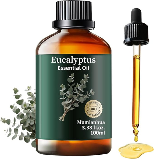 Pure Eucalyptus Essential Oil, Mumianhua Natural Eucalyptus Oil for Diffuser, Face, Skin, Aromatherapy, Hair, Scalp and Body Massage,Spray Candle Making, Outdoor Freshness, Invigorating Air 3.38 Fl Oz - Bloomnest