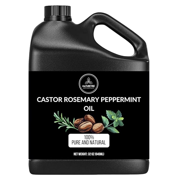 Naturevibe Botanicals Castor with Rosemary and Peppermint Oil 32 Ounces | 100% Pure and Natural | Great for Skin Care and Hair Care - Bloomnest
