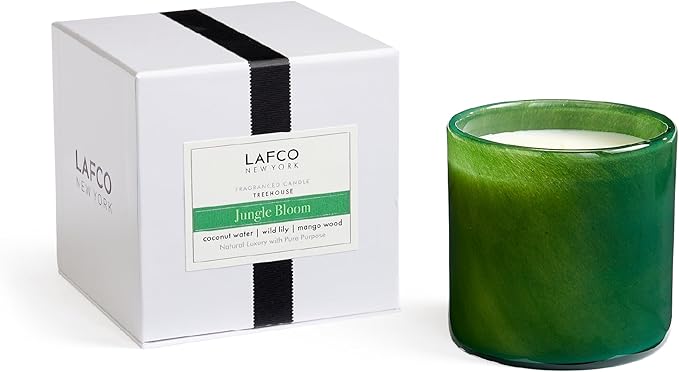 LAFCO New York Signature Candle, Jungle Bloom - 15.5 oz - 90-Hour Burn Time - Reusable, Hand Blown Glass Vessel - Made in The USA - Bloomnest