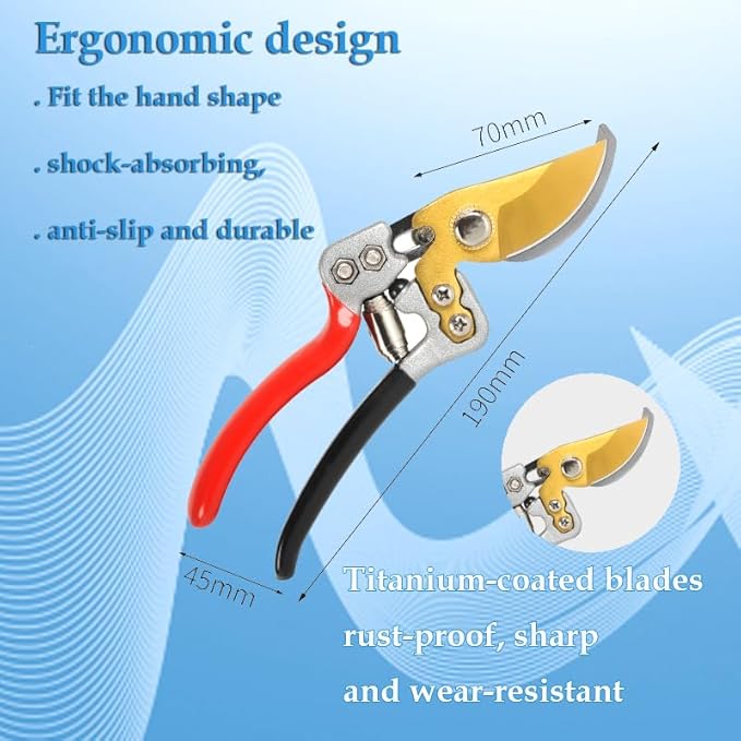 Ultra Sharp Germany Steel Pruning Shears - Cuts 3X Easier, Weak Hand Arthritis Snips, Rust-Resistant, Effortlessly 1-Inch Cut Capacity Garden Scissors, Ergonomic Handle (gt-05, 1) - Bloomnest