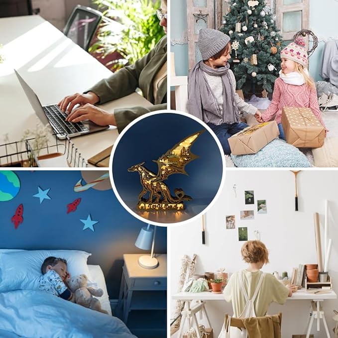 3D Wooden Animal Carving LED Night Light, Wood Carving Light, Modern Home Decoration, Decorative Tables, Cabinets, Living Rooms, Bedrooms, Offices, Farmhouses, Bookshelves, Perfect Holiday Gifts - Bloomnest