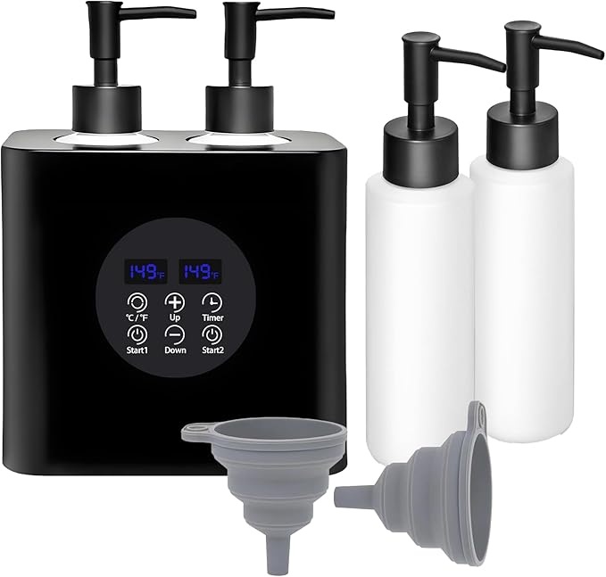 Massage Oil Warmer, Professional Lotion Warmer, Cream Warmer, Oil Bottle Warmer, Automatic Thermostat, For Salon, Barber Shop, Home, With Four Oil Bottle Dispensers, 002-Black - Bloomnest
