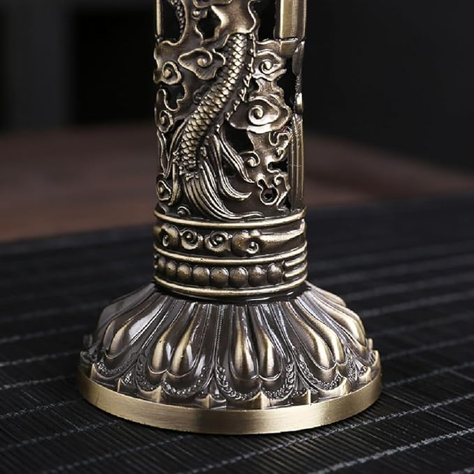 Incense , Bronze Tone Dragon Incense Stick Holder, Meditation Room Vertical Incense Stand for Home Office Decoration - Bloomnest