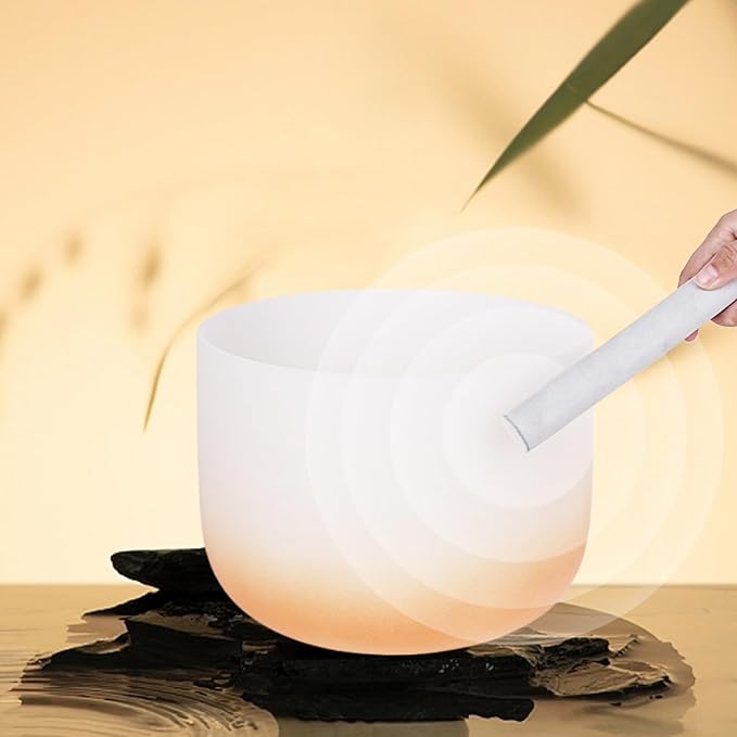 Leize Chakra Tuned 432hz Set of 7 Gradient Color Quartz Crystal Singing Bowls 6-12 inch with Heavy Duty Carrying Cases and Singing Bowl Mallets