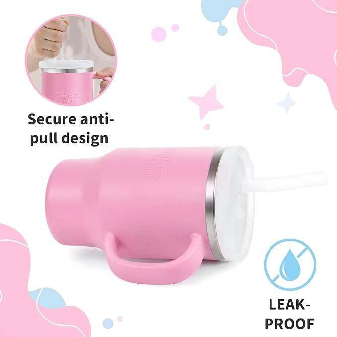 Bella's Friends Handy Mini Tumbler – Adorable 9 oz Sippy Cup for Toddlers 1-3 years old, Flexible Straw, Stainless Interior & Silicone Body, Leak‑Proof, Dishwasher Safe, Ideal for Travel or At Home - Bloomnest