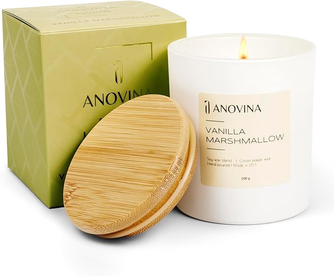 Anovina Vanilla Candle – Non-Toxic Soy Wax Blend – Long-Lasting Vanilla Scented for Home Décor, Relaxation & Aromatherapy – Fall & Holiday Gifts for Women, Friends & Family - Bloomnest