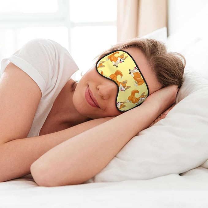 Cute Cartoon Corgi Dog Sleeping Eye Mask Eye Mask for Sleeping Soft Comfort Eye Shade Blackout Eye Cover for Deep Rest Travel Nap Meditation - Bloomnest