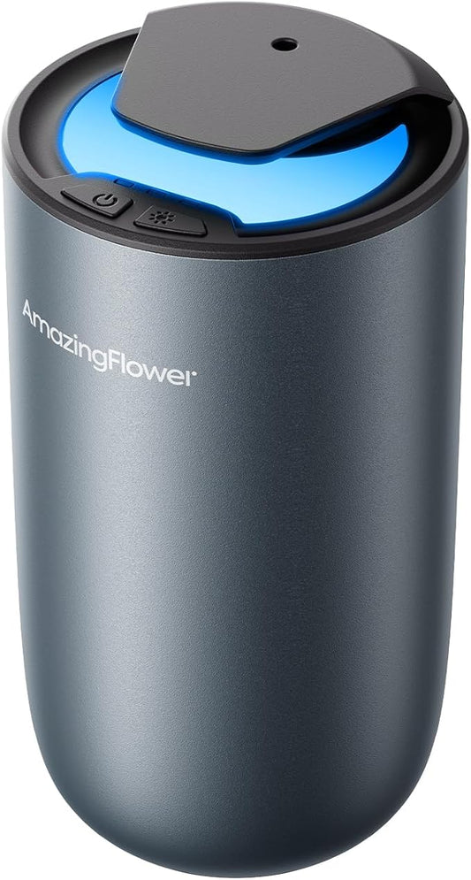 Waterless Diffuser for Essential Oil, Smart Car Air Freshener Diffuser with 3 Mist Grades & 3 LED Light Colors, Auto On/Off, Rechargeable Scent Air Machine - Bloomnest