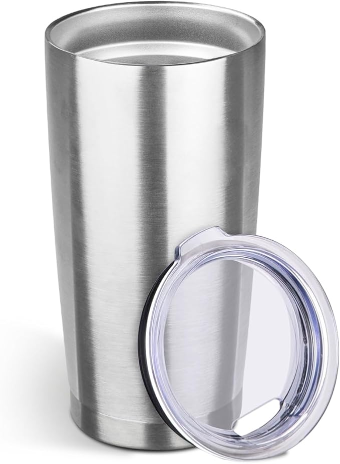 StarSpeed 20oz Tumbler Bulk with Lid, Stainless Steel Insulated Tumblers Double Wall Vacuum Insulated Travel Mug, Powder Coated Coffee Cups for Hot and Cold Drinks(Silver,1) - Bloomnest