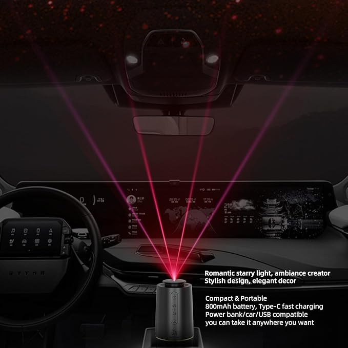 Waterless Oil Diffuser, Portable Car Diffusers for Essential Oils, Wireless Diffusers with 3 Mist Levels & Timer, ABS Material, Starry Night Light for Car Home Office, Includes 3 Scent Oils - Bloomnest