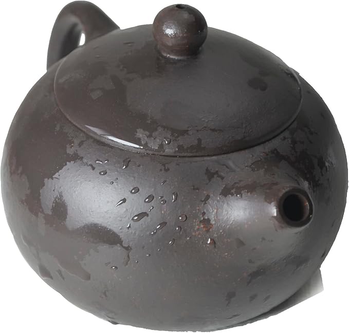 Chinese Clay Teapot 6.7Oz Handmade Xishi Zisha Tea Pot Black Gold Sand Spherical Filter Kungfu Tea Set - Bloomnest