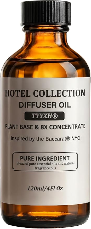 Hotel Diffuser Oil Inspired by Baccarat NYC – Fragrance & Essential Oil Blend for Waterless & Cold Air Diffusers – Bergamot, Mint, Cedarwood – Long-Lasting Aroma – Aromatherapy – 4 Fl Oz Glass Bottle - Bloomnest
