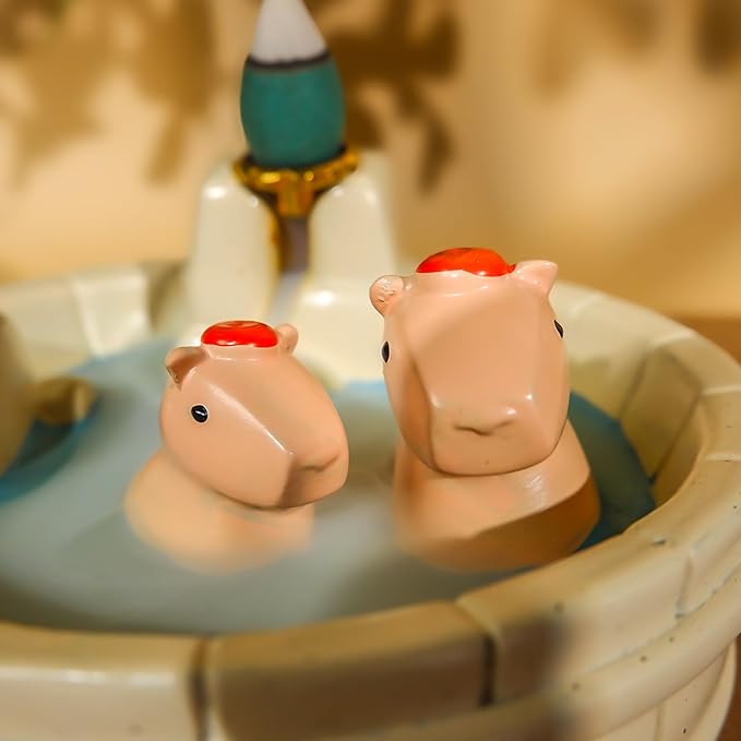 White Capybara Backflow Incense Holder - Adorable Unique Design with Waterfall Effect for Relaxation & Aromatherapy | Perfect for Energy Cleansing,Yoga,Meditation,Zen Spaces, and Altar Decor - Bloomnest