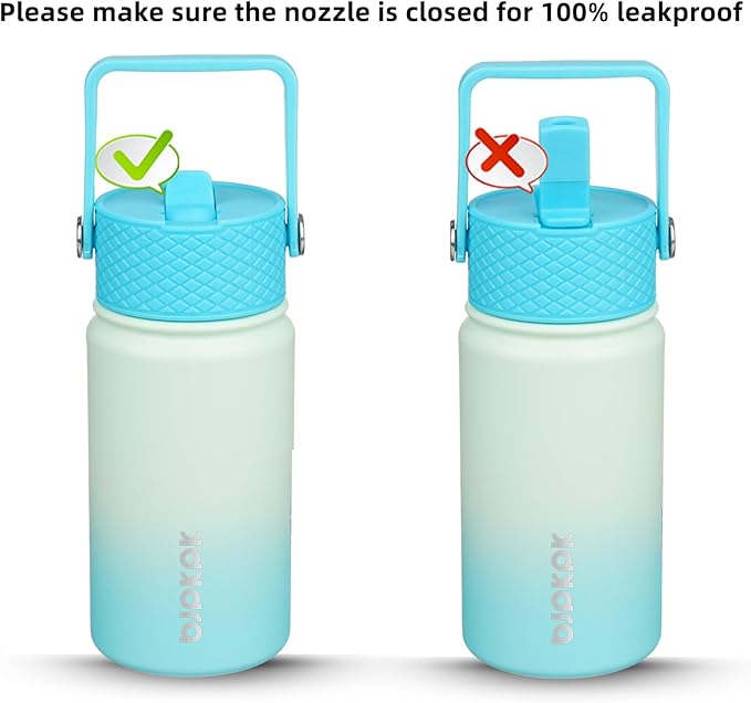 BJPKPK Insulated Water Bottle with Straw Lid, 15 oz Stainless Steel Metal Water Bottles, Reusable Leak Proof BPA Free Thermo, Flask, Cups - Mint - Bloomnest